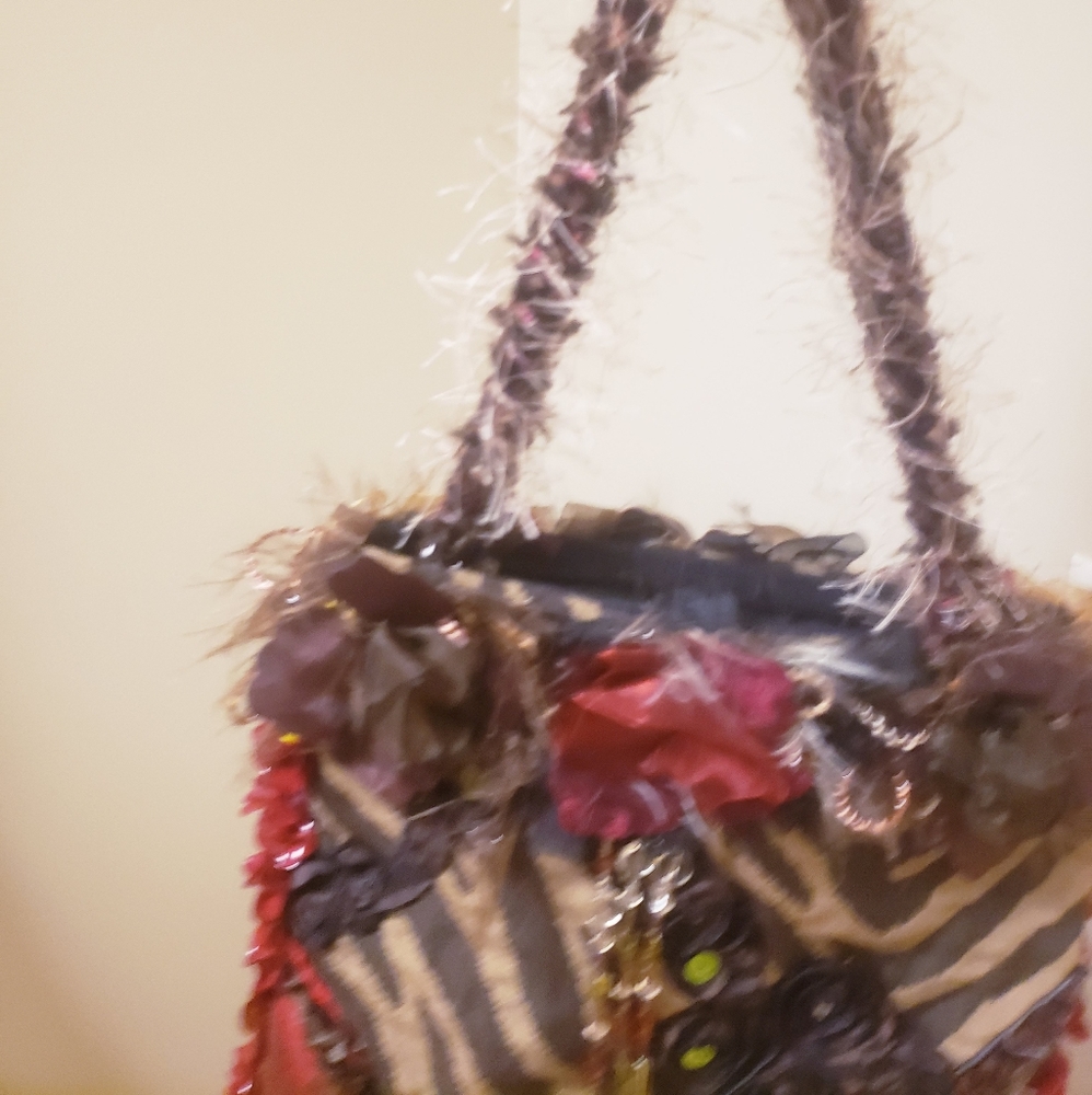 One-of-a-Kind OOAK Vintage Handmade Mini Bag - 3D Floral & Earthy - Picture 14 of 14